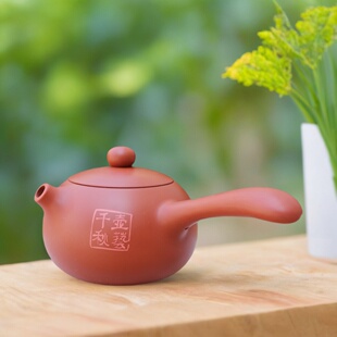 云南建水紫陶茶具功夫茶壶名家李杰纯全手工紫泥唐羽壶复烧侧把壶