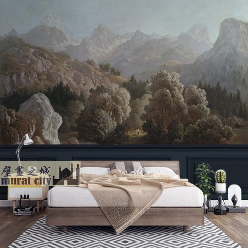 法式油画墙布小红书婚纱壁纸画