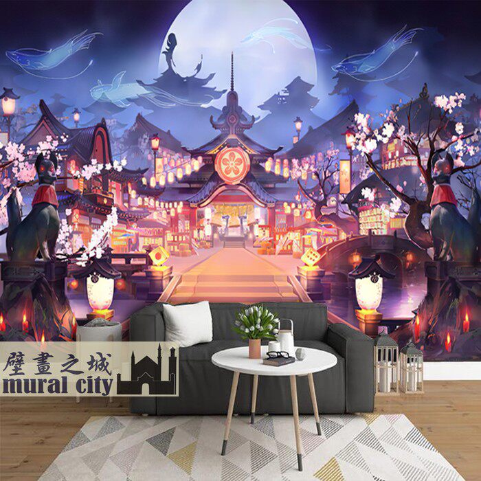 日式和风阴阳师网络手游壁纸动漫二次元背景墙纸主题酒店民宿壁画