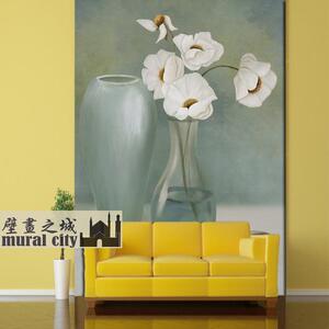 油画花瓶鲜花静物墙纸欧式油画现代油画花朵壁纸沙发壁画背景墙