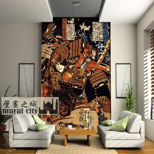 日本武士将军墙纸日式浮世绘古代英雄人物壁纸日本料理餐厅壁画