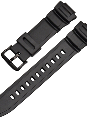 兼容卡西欧手表带男 橡胶表带MCW-100/WV-200/W-S220黑色树脂表带