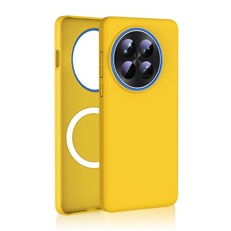 适用一加13手机壳磁吸1加13新款Oneplus13磨砂肤感防指纹新款黄色