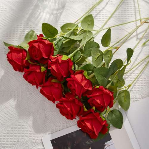 单只绒布玫瑰仿真花客厅