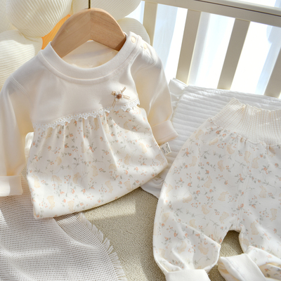 纯棉无骨高腰护肚秋衣秋裤套装