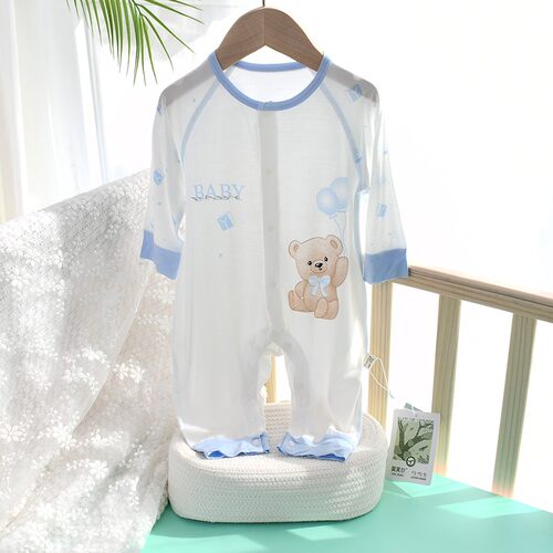 莫代尔夏薄连体衣薄款无骨爬服