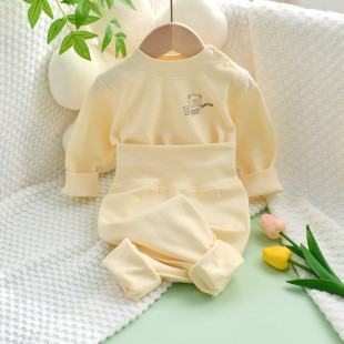 婴幼儿秋衣秋裤 高腰纯棉贴身内衣男女童宝宝线睡衣家居服 春秋套装