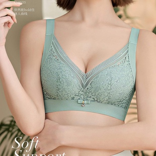 婵娟鸟8818桑蚕丝内衣无钢圈小胸平胸聚拢文胸集中上托调整型胸罩