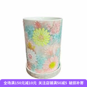 濑户烧繁花釉下彩陶瓷筷笼