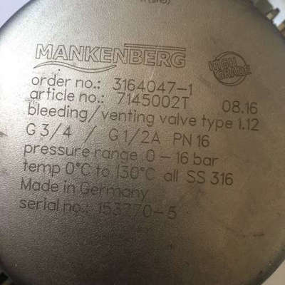 MANKENBERG  7145002T   bleeding/venting valve type1.12 G3/4