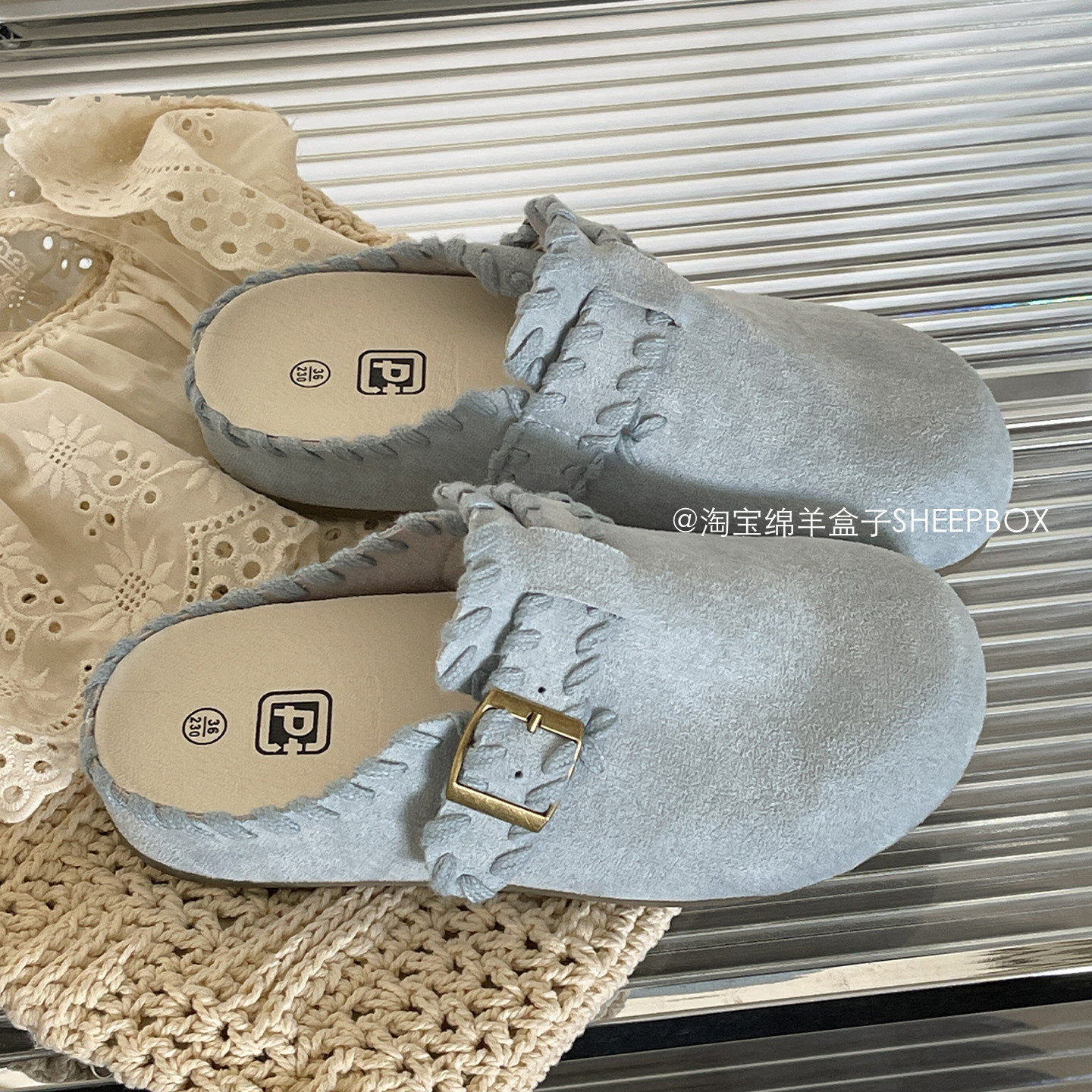 绵羊盒子懒人鞋一脚蹬勃肯鞋2026超火外穿拖鞋女款百搭包头鞋单鞋,女鞋,勃肯鞋/软木鞋,淘宝优惠券,粉丝福利购,淘宝优惠卷