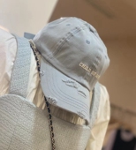 帽子女韩版 春秋休闲百搭做旧磨破鸭舌帽简约逛街浅灰蓝色棒球帽