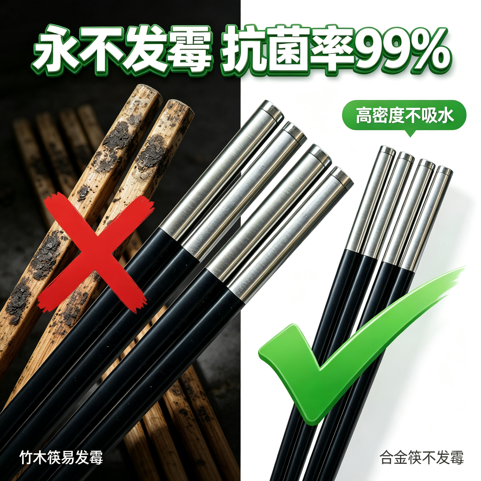 商用合金筷防滑防霉抗菌耐高温