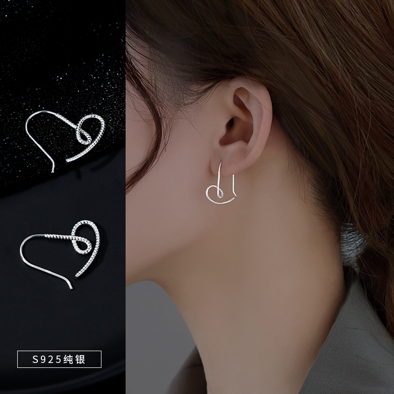 925纯银爱心耳环心形耳饰