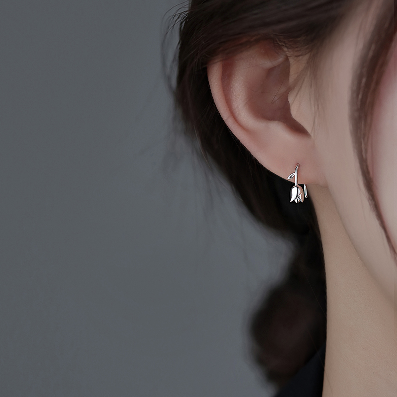 银奥999纯银女郁金香耳环