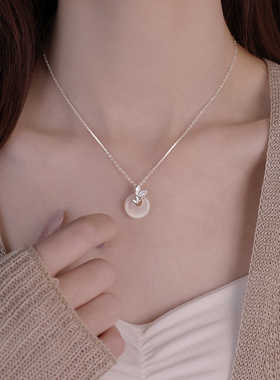 999足银蝴蝶平安扣项链