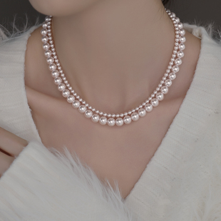 925银曼塔紫珠项链女2025叠戴串珠锁骨链毛衣链颈链施家珍珠项链