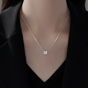 999纯银四叶草吊坠项链女2025新款 锁骨链轻奢小众设计感颈链 爆款