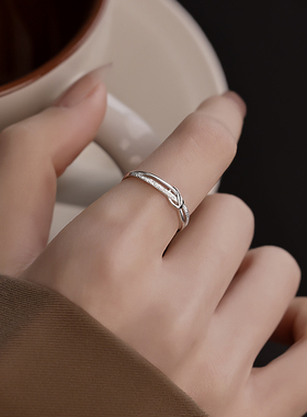 925银爱心交织戒指可调节食指戒