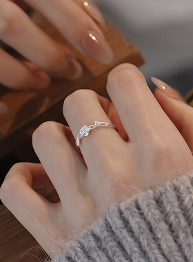 999足银花朵女士食指戒轻奢