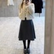 格雷系灰色毛呢中长款 半身裙女秋冬遮胯藏肉A字伞裙大码 百搭裙子