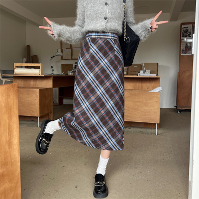 a字裙长裙高腰棕色包臀裙