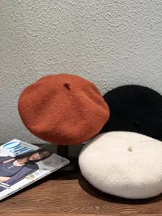 时尚 女式 气质休闲百搭凹造出游羊毛保暖贝雷帽 秋冬季 出口日本新款