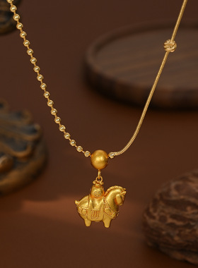 2025新款真金电镀气质锁骨链女小众设计感本命年情侣礼物小马项链