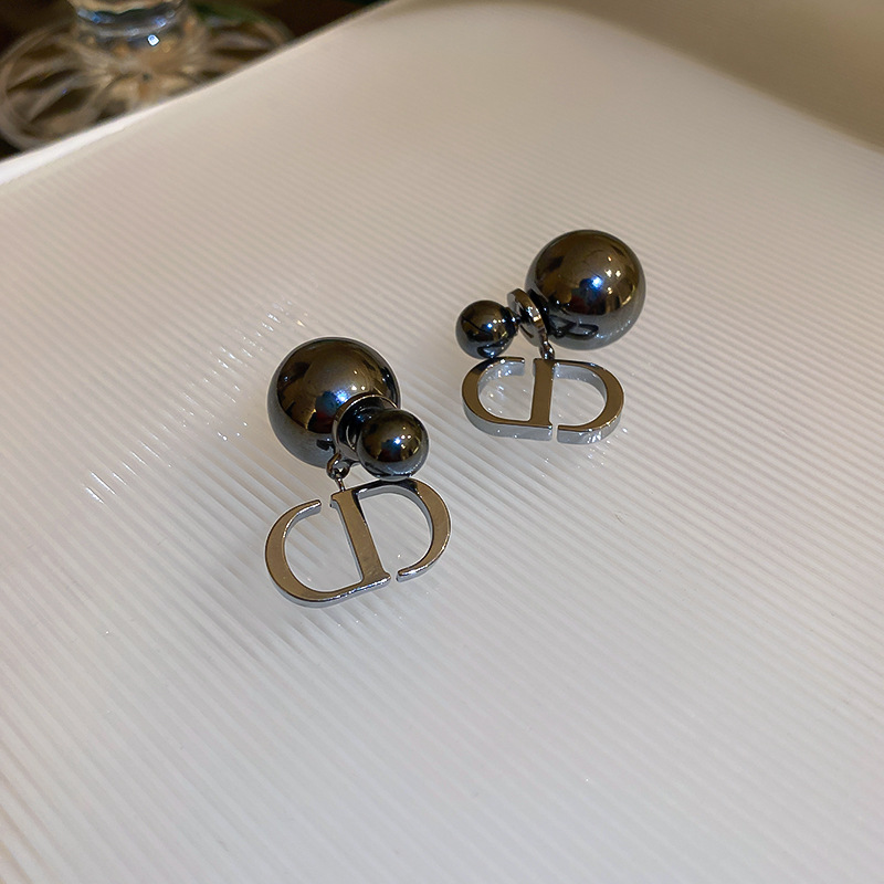 银针珍珠双面耳环韩国时尚小众