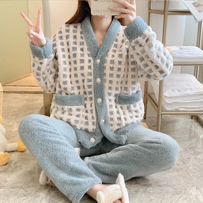 秋冬季珊瑚绒休闲公主风两件套装