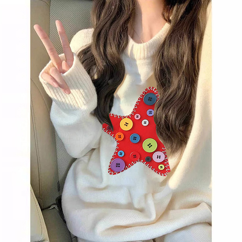 软糯大码宽松百搭印花针织毛衣女