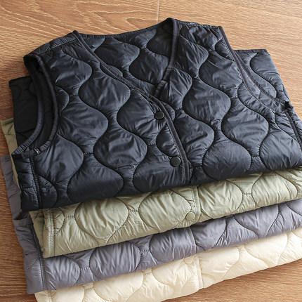 男女同款 秋冬轻柔羊毛7抗菌保暖马甲双口袋大码保暖背心坎肩马夹