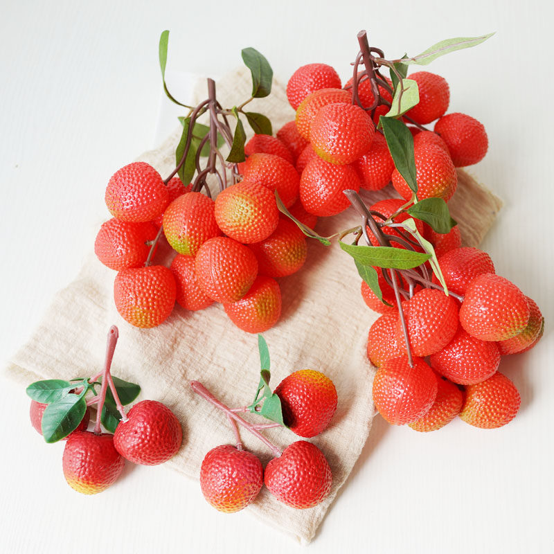多头假荔枝串模型摆设装饰品 lmdec仿真水果蔬菜假水果道具挂墙