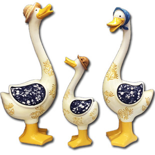 Lmdec树脂摆件 小鸭子全家福卡通田园装饰品儿童房客厅橱柜摆设