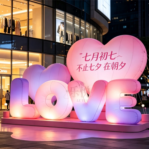 多款渐变发光爱心LOVE充气组合灯七夕情人节文旅街区定制美陈氛围