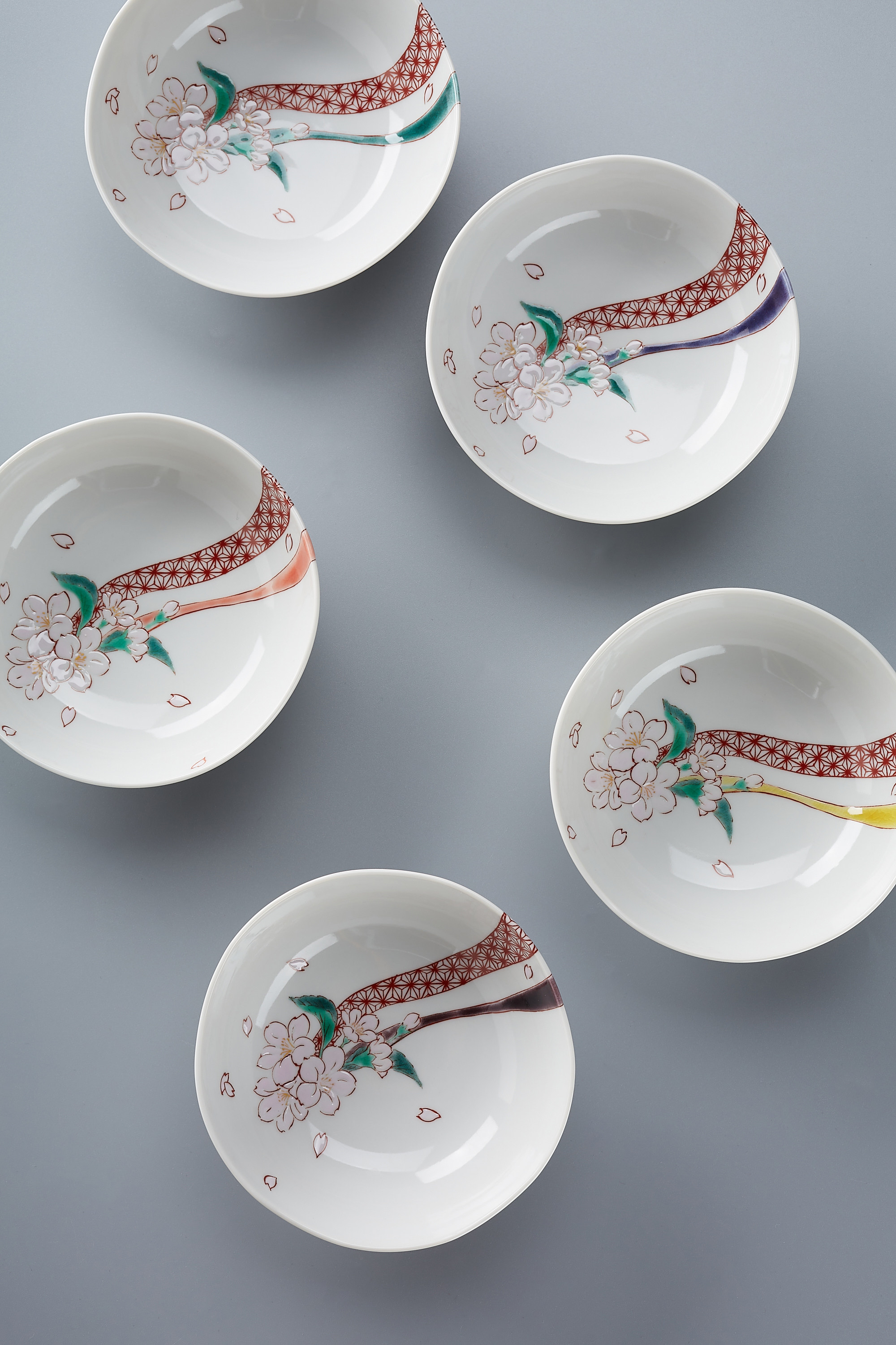 日本进口 九谷烧知名作家宫本晄手绘樱花图13厘米小钵碗 日式小碗