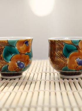 日本进口九谷烧作家手绘陶瓷茶杯