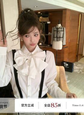F boutique 小香25k大蝴蝶结绑带白衬衫