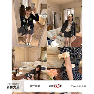 连衣裙 现货「重磅王炸」格纹羊毛蝴蝶结小香外套短裤 boutique