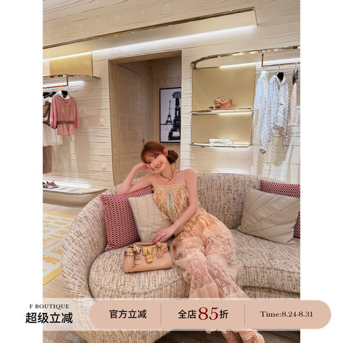 F boutique「Ch1oe欧洲限定」yb定制6种刺绣蕾丝吊带+绑带灯笼裤