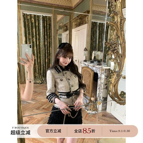 F boutique 金秋麦穗 4w+中古复刻绝版珍藏重工流苏蕾丝小香外套
