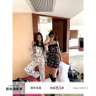 boutique「jennie演绎」小香25b手绘山茶花定制刺绣蕾丝睡衣