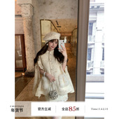 boutique 手工蝴蝶结绑带100%澳毛双面尼狐狸毛斗篷大衣