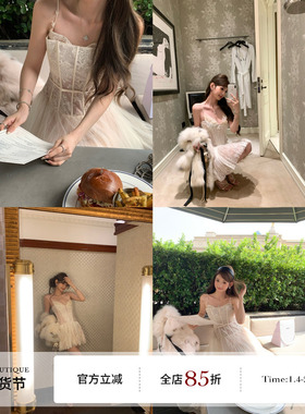 F boutique 绝美自线 重工蕾丝鱼骨网纱连衣裙生日裙