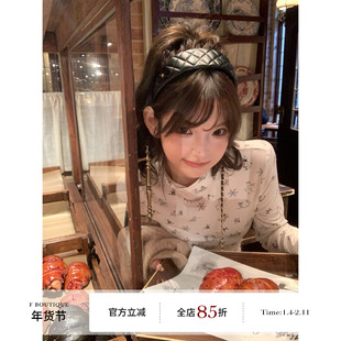 F boutique 25N滑雪系列蝴蝶结装饰纯棉印花高领+圆领长袖打底衫