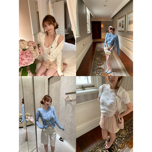 F boutique「娇憨千金」D家*手工蝴蝶结圆领短袖针织衫+长袖外套