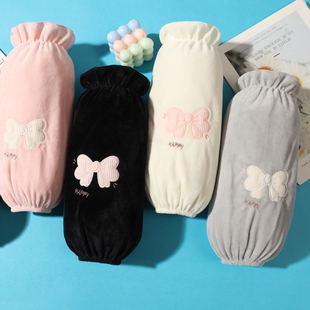 长款袖套女毛绒防污羽绒服上班家务袖头秋冬新款学生工作厨房护袖