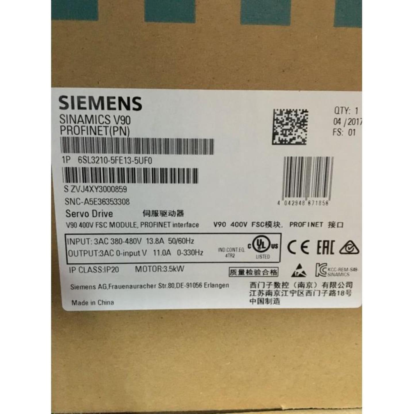 6SL32105FE135UF0西门子V90驱动器35千瓦6SL3210-5FE13-5UF0询价