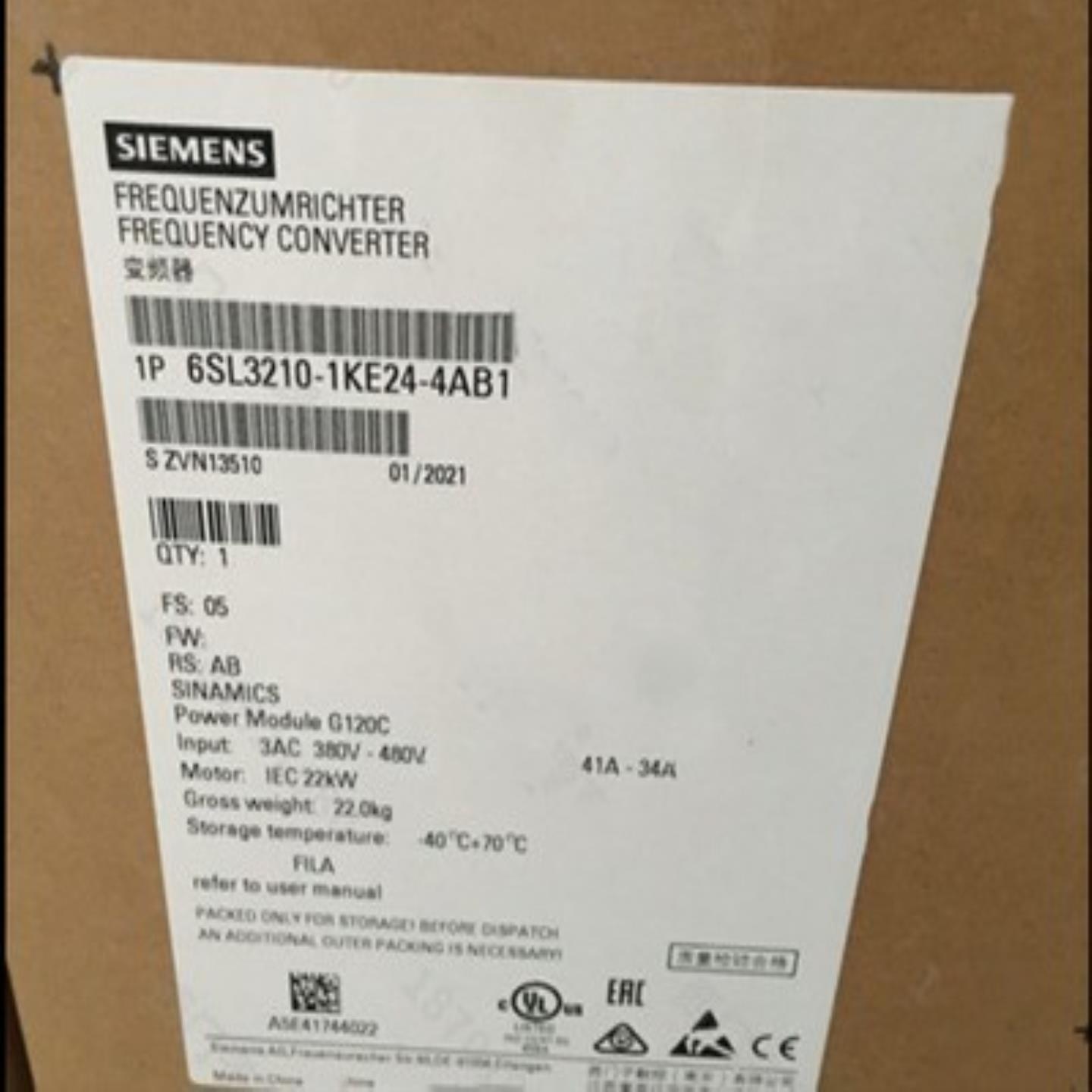 6SL3210-1KE24-4AB1西门子全新原装6SL32101KE244AB1 G120C变询价