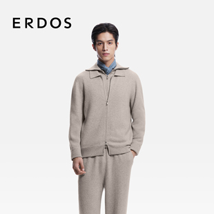 26年早春新品 丝绒双提针织开衫 小翻领外绒内丝休闲外套 男装 ERDOS